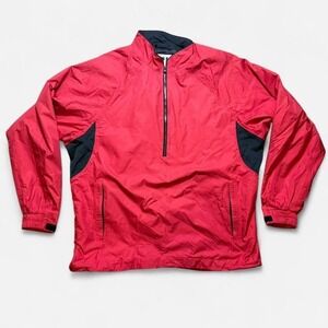 FootJoy DryJoys Tour Collection Red Mens Quarter Zip Windbreaker Sz XL
